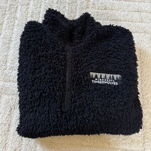 Black Sherpa Quarter-Zip Jacket